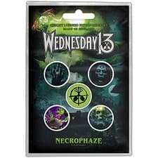Image of WEDNESDAY 13 - NECROPHAZE BUTTON BADGE SET - Collectable Enamel Badg - F500z