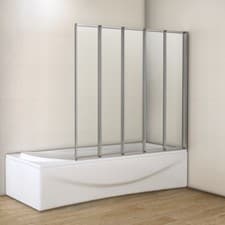 Image of Aica 1200 Square 5 Fold Folding Bath Shower Screen Reversible Glass