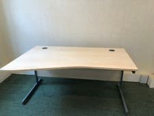 Image of office desk radial 1.6 metre desk curved maple furniture left curve