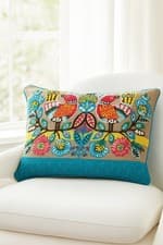 Image of Birds Cushion Cover – Embroidered Cotton Handcrafted Home Décor 35 x 50 cm