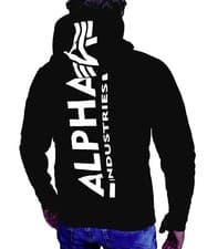Image of Alpha Industries Back Print Hoodie Herren Men Sweatshirt New Black