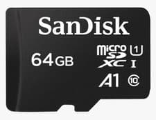 Image of SanDisk 64 GB microSDXC Memory Card A1 App Performance Up to 100MB/s Class 10 U1