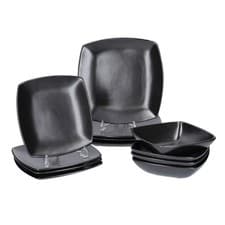 Image of Creative Tops 12PC Dinner Set Black Bowls Plates Side Plates Ceramic Dinnerware