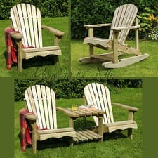 Image of Murcia Solid Wood Outdoor Adirondack Chair Garden Patio Wooden Rocking Furniture