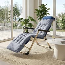 Image of Outdoor Reclining Zero Gravity Chair Extra Wide Adjustable Garden Sun Lounger UK