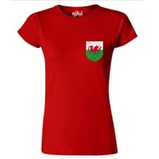 Image of Womens Wales Football Badge T Shirt Footy World Cup