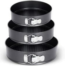 Image of Pack of 3 Non-Stick Springform Round Cake Tins for Baking
