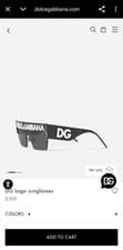 Image of £305 Dolce&Gabbana DG2233 Black with White Logo Framless Womens Mens Sunglasses