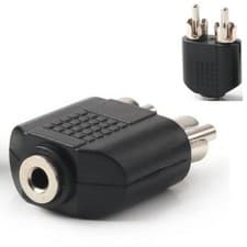 Image of RCA AUDIO SPLITTER Adapter 3.5mm Stereo Jack Female Socket 2 x Male Phono Plugs