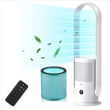 Image of Bladeless Tower Fan with HEPA Air Purifier Quiet Cooling & Clean Air 80cm CR022