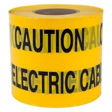 Image of Yellow "Caution Electric Cable Below" Non Adhesive Tape 150mm x 365m