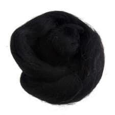 Image of Natural Wool Roving: 50g: Black