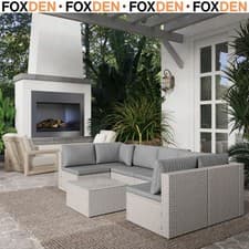 Image of 6 Seater Rattan Sofa Set Grey Outdoor Furniture Modular Garden Seating Cushions