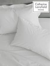 Image of Catherine Lansfield Easy Iron Percale Sheets & Pillowcases in White or Cream
