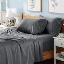Image of 400 Thread Count Egyptian Cotton Flat Sheet WHITE GREY Bed Top Sheets All Sizes