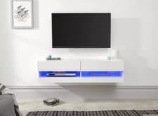 Image of 120cm Galicia LED Cool Light up High Gloss Wall Mounted TV Unit White graded