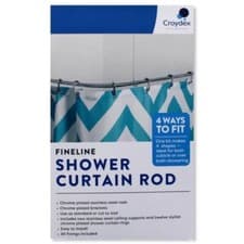 Image of Croydex Fineline Shower Curtain Rail Kit - Stainless Steel Chrome 4-Way Fit NEW