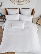 Image of Ted Baker White Plain Dye 250 Thread 100% Cotton Kingsize Duvet Bedding Set