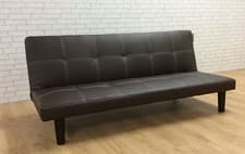 Image of Single Faux Leather Sofa Bed in Dark Chocolate - Spencer Sofabed - Free Delivery
