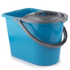 Image of Large Mop Bucket Wringer Plastic Strong 14 Litre Blue, Wet Floor Cleaning Handle
