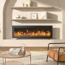 Image of LED Fireplace Media Wall Fire Wall Mounted Standing Electric Heater 40/50/60 in.