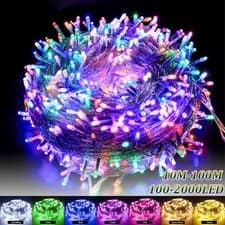 Image of LED Fairy String Lights Mains Plug in Garden Outdoor Christmas Tree Party Decor