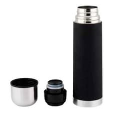Image of 500ml Stainless Steel Thermo Flask, Rubber Grip, Insulated, Hot & Cold, Black