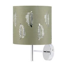 Image of Modern Chrome Wall Light Lamp Fitting Fern Cut Out Shade Home Lighting