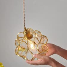 Image of Petal Pendant Light Flower Chandelier Ceiling  Clear Mediterranean