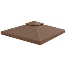 Image of Outsunny 3(m) 2 Tier Garden Gazebo Top Cover Replacement Canopy Roof Coffee