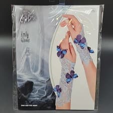 Image of Corpse Bride Emily Gloves with Butterflies for Cosplay or Costume Tim Burton