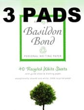 Image of [ 3 PADS ] Basildon Bond Writing Pad Set 40 White Paper Sheets  178x137mm Guide