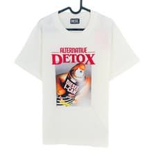 Image of DIESEL White With Spray Can Print Crew Neck T Shirt Size S