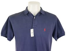 Image of RALPH LAUREN Mens Blue Cotton Mesh POLO SHIRT Pony Logo - S - 44" - RRP £119