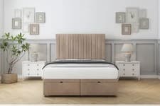 Image of Marie Linestyle Divan Ottoman Storage Liftup Storage Bed Plush Velvet Fabric