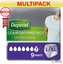 Image of Depend Comfort Protect for Men L/XL - 3 Packs of 9 Incontinence Pants - Total 27