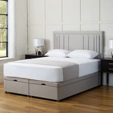 Image of Ottoman Divan Panel Bed Plush Velvet Upholstered End Lift Storage 20" Headboard