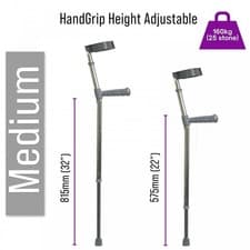 Image of Pair of Elbow Crutches Lightweight Adjustable Aluminium Aidapt Quality Crutch