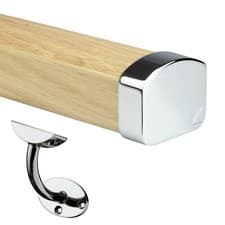 Image of Elements White Oak Wall Handrail Kit in Polished Chrome