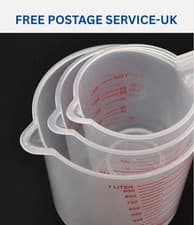 Image of 250/500/1000ML Set of 3 Measuring Cups Jug Clear Baking Kitchen, Set Flour Water