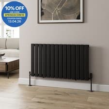 Image of 600x1060mm Designer Radiator Horizontal Black Flat Panel Rads Single Panel
