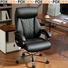 Image of Black Executive Office Chair Faux Leather Armrests High Back Adjustable Height
