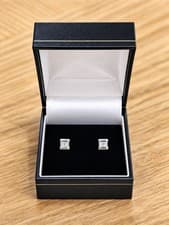 Image of 9ct White Gold Diamond Square Shaped Stud Earrings