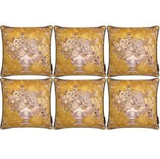 Image of Laurence Llewelyn-Bowen LLB Velvet Floral Scatter Cushion Cover 43x43 Ochre 6pcs