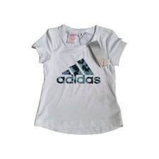 Image of Adidas Aeroready Girls G A.R. GR Tee  Sport T-shirt White Size 5-6 Years 