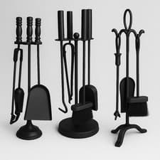 Image of 5 Pieces Companion Set Log Burner Fireplace Heavy Duty Fireside Tool Accessories