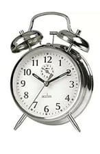Image of Acctim Saxon large white double bell alarm clock Chrome 12627