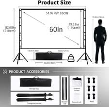 Image of Projector Screen with Stand White Wrinkle-Free 160° Viewing Angle 60-150 Inch Do