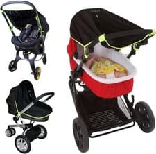 Image of SnoozeShade Original 0-6m Pram and Buggy Sun Shade Baby Sleep Aid with Safety G