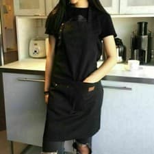 Image of Kitchen Cooking BBQ Plain Denim Canvas Pockets Apron Butcher Crafts Baking Chefs